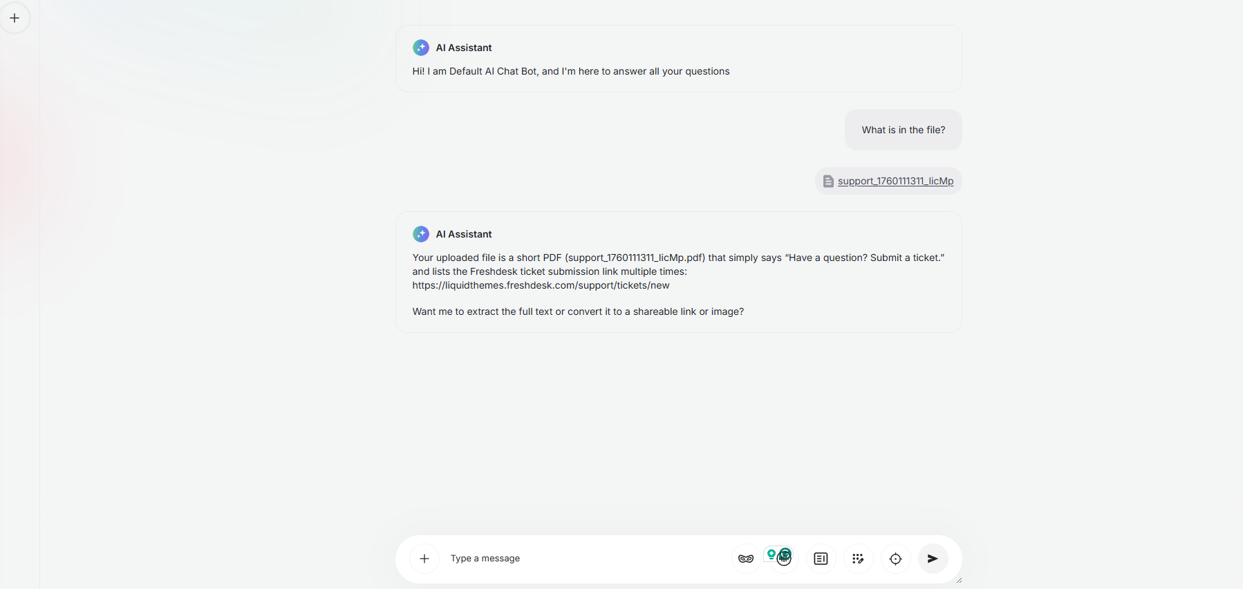 Document Chat conversation showing an answer based on an attached PDF