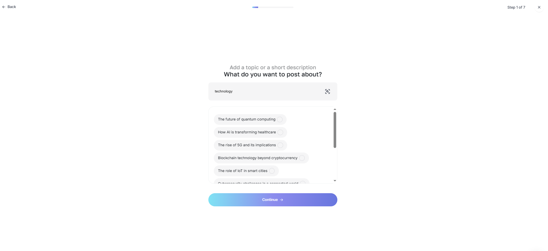 Blogger Agent setup asking for the content niche