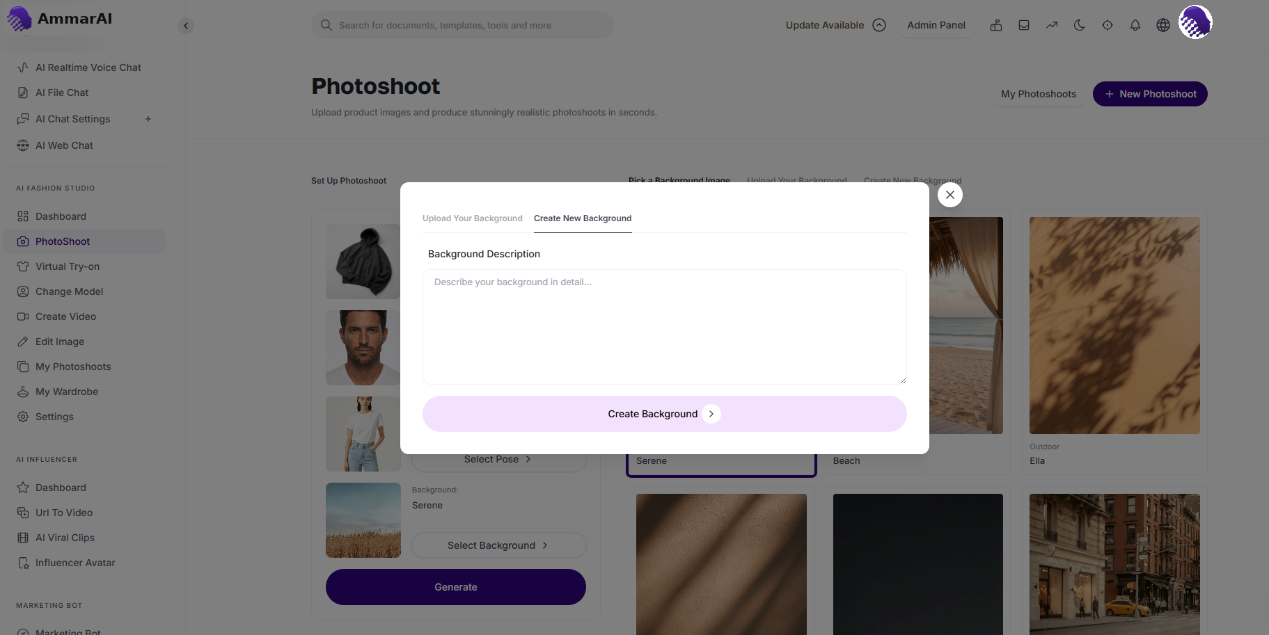 Photoshoot scene review before generating