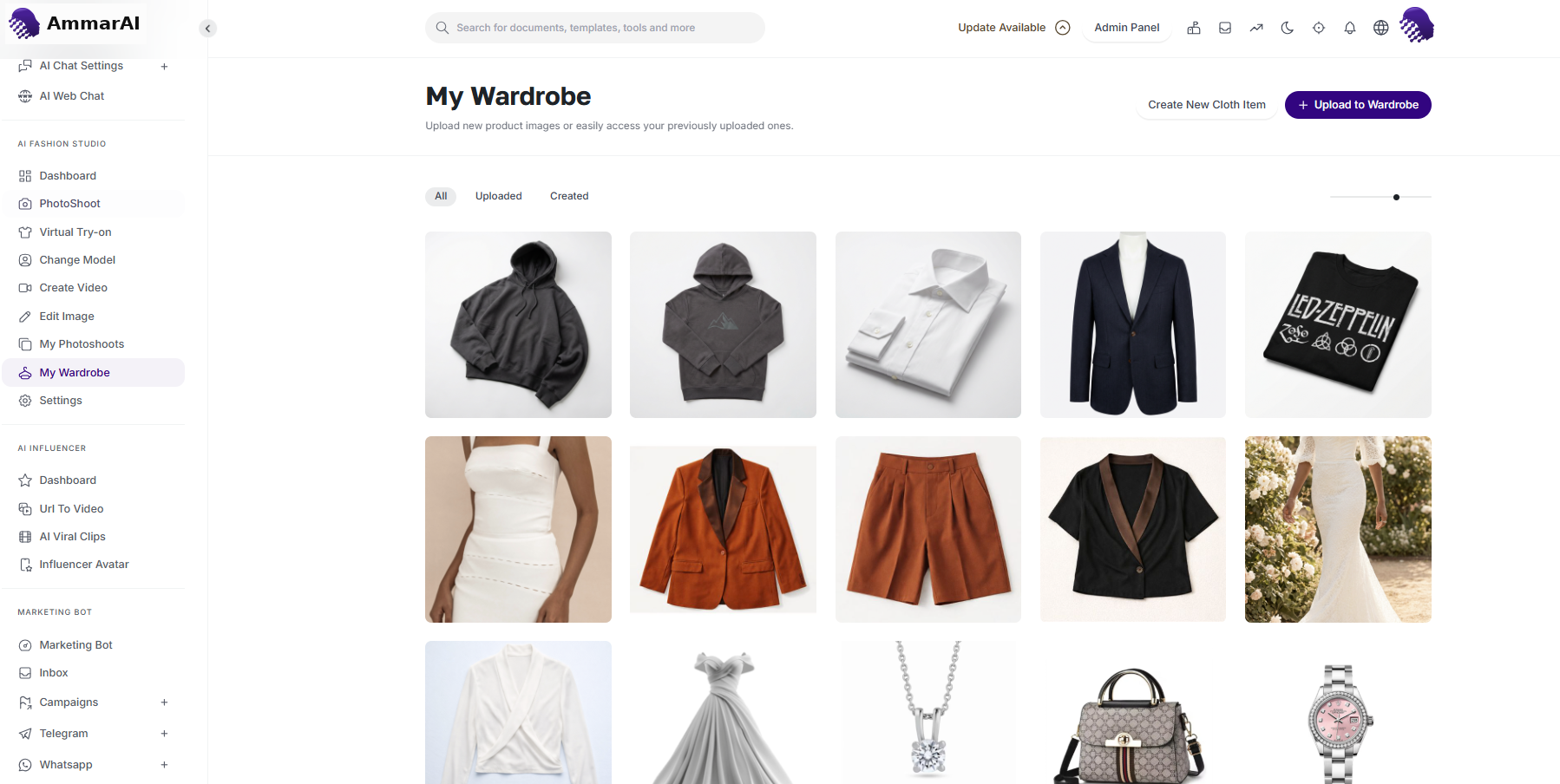My Wardrobe predefined product library