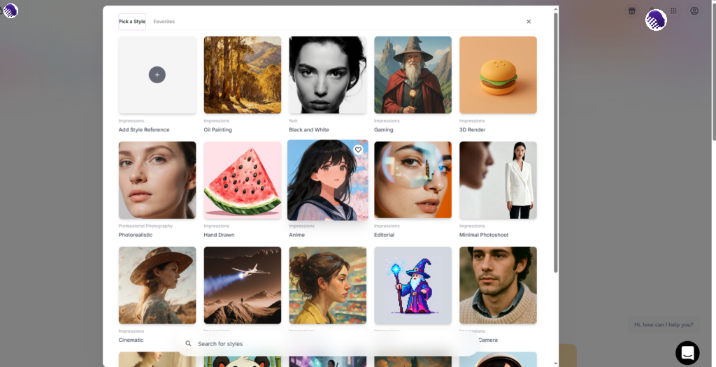AI Image Pro visual style preset gallery