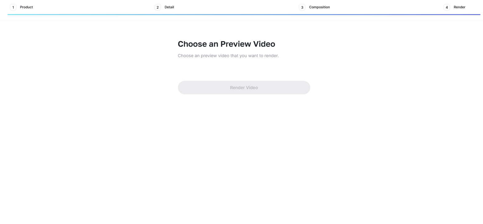Preview-video step showing the rendering state