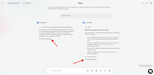 Two AI answers to the same question shown side by side in AI Chat Pro