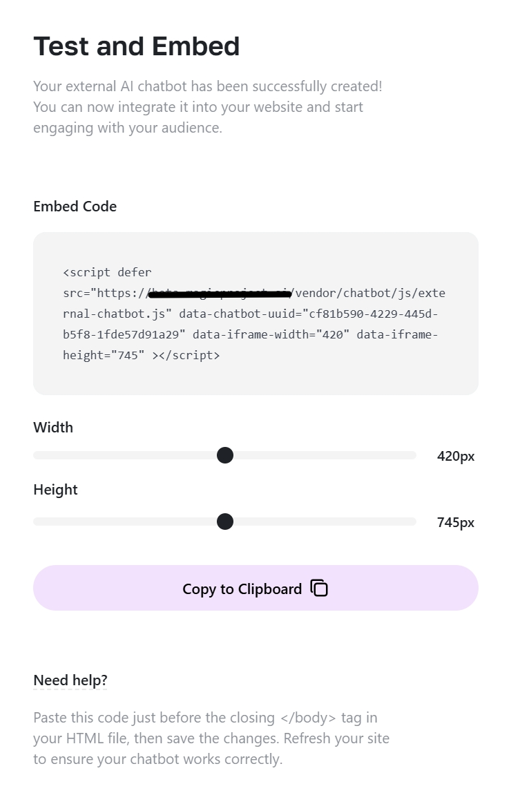 Chatbot training step with Website, PDF, Text and Q&A sources and an Add URL field