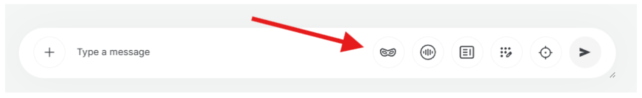 Message box in AI Chat Pro with the temporary chat icon at the right